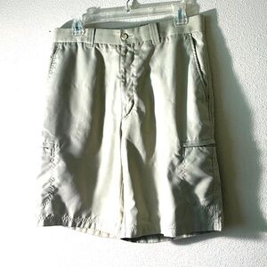 WRANGLER MENS COTTON CASUAL CARGO SHORTS SZ 40 REG FLAT FRONT ALABASTER